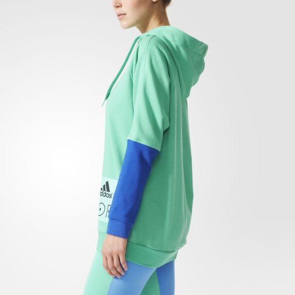 STELLA MCCARTNEY X ADIDAS Athleisure Sport Green Long Hoodie Jumper - Picture 3 of 16